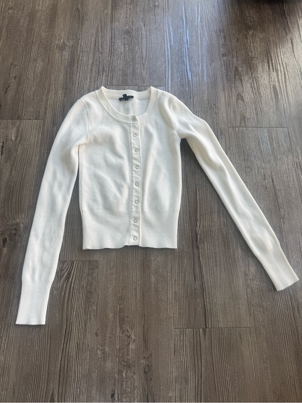 Dynamite White Button-Up Slim Knit Cardigan
